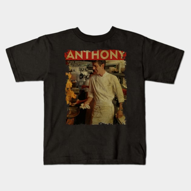 TEXTURE ART- Anthony Bourdain - RETRO STYLE Kids T-Shirt by ZiziVintage